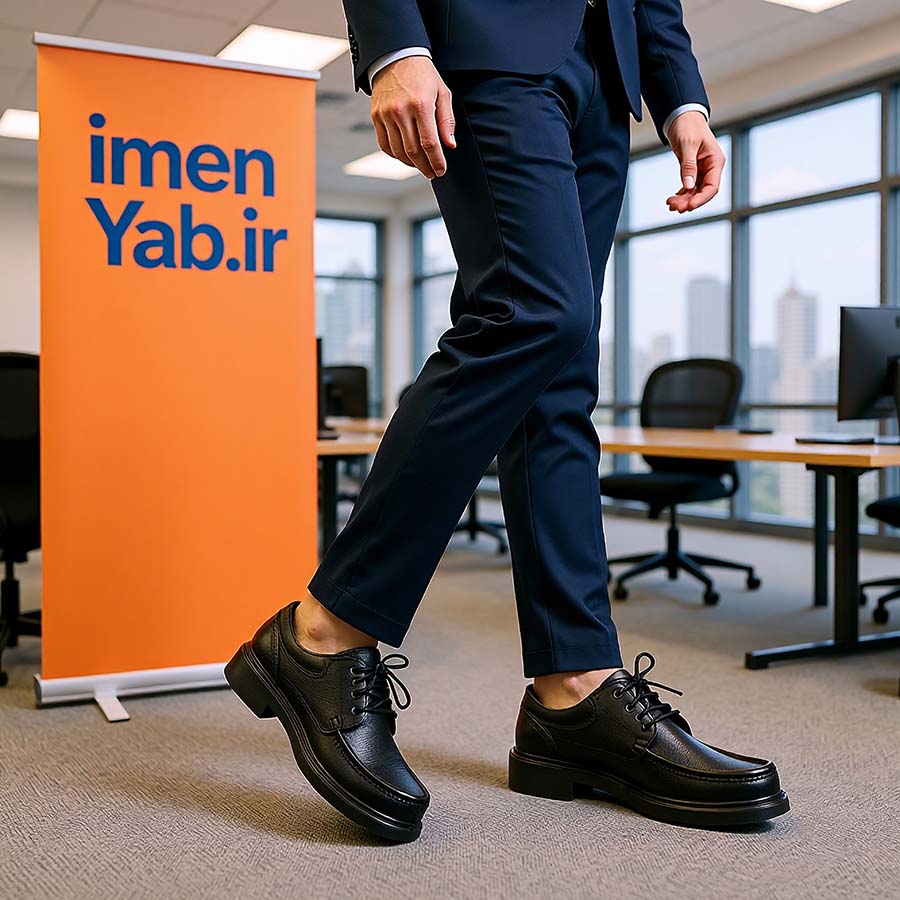 کفش مردانه چرمی مشکی مدل سانترال