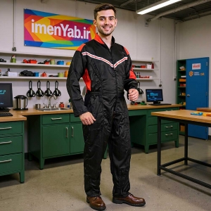 لباسکار یکسره پارچه فلامنت مشکی-قرمز