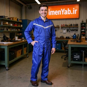 لباسکار یکسره پارچه فلامنت  آبی طوسی